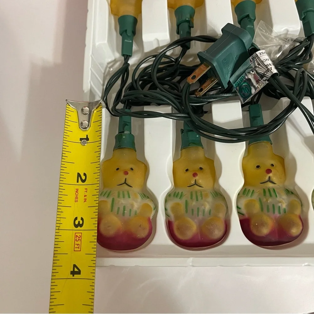 Christmas String Light Glass Teddy Bear Vintage Set Holiday Time 90's